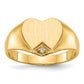 14K Yellow Gold .005ct. Real Diamond Closed Back 9.0x9.0mm Heart Signet Ring