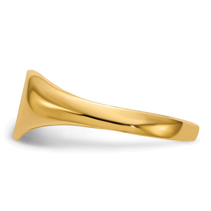 14K Yellow Gold .01ct. Real Diamond 7.0x10.0mm Open Back Heart Signet Ring
