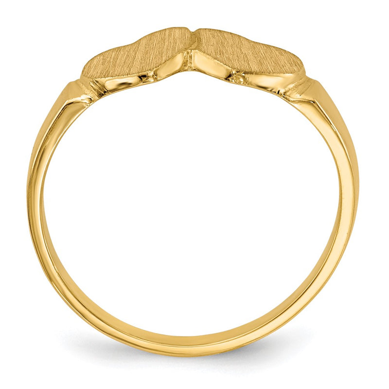 14K Yellow Gold 7.0x7.0mm Closed Back Heart Signet Ring