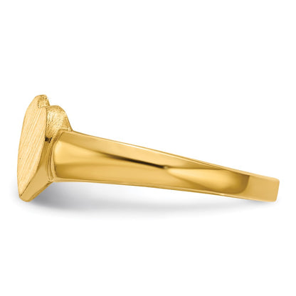 14K Yellow Gold 7.0x7.0mm Closed Back Heart Signet Ring