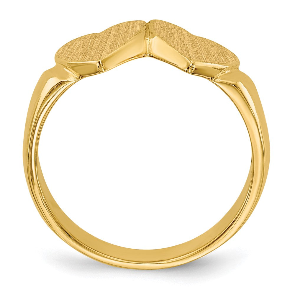 14K Yellow Gold 8.0x8.0mm Closed Back Double Heart Signet Ring