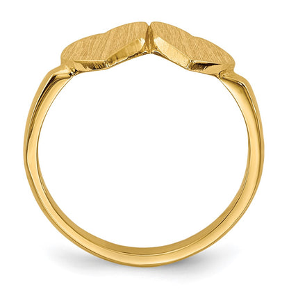 14K Yellow Gold 7.5x7.5mm Open Back Heart Signet Ring