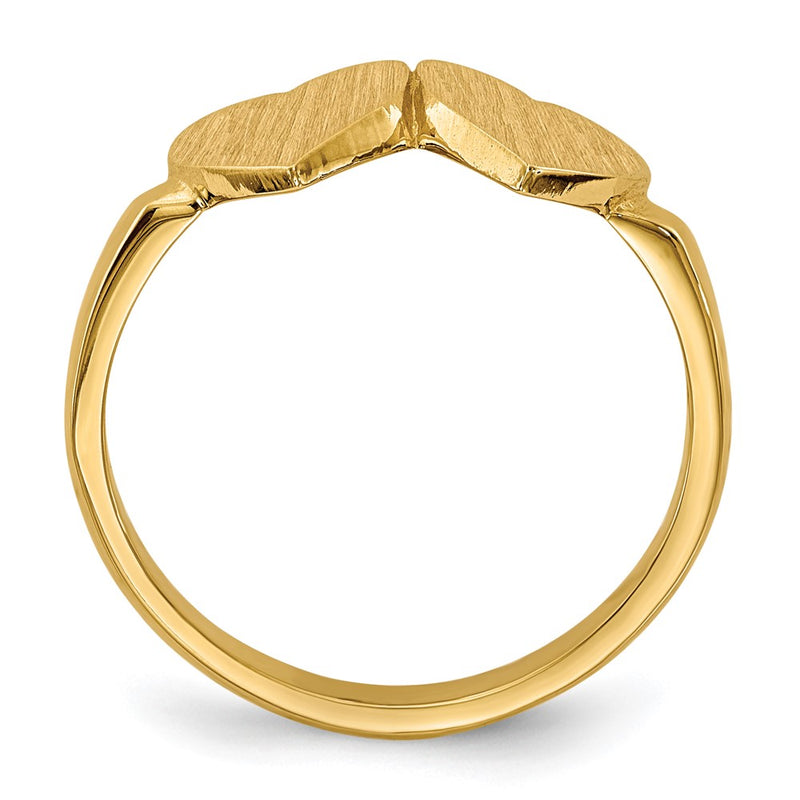 14K Yellow Gold 7.5x7.5mm Open Back Heart Signet Ring