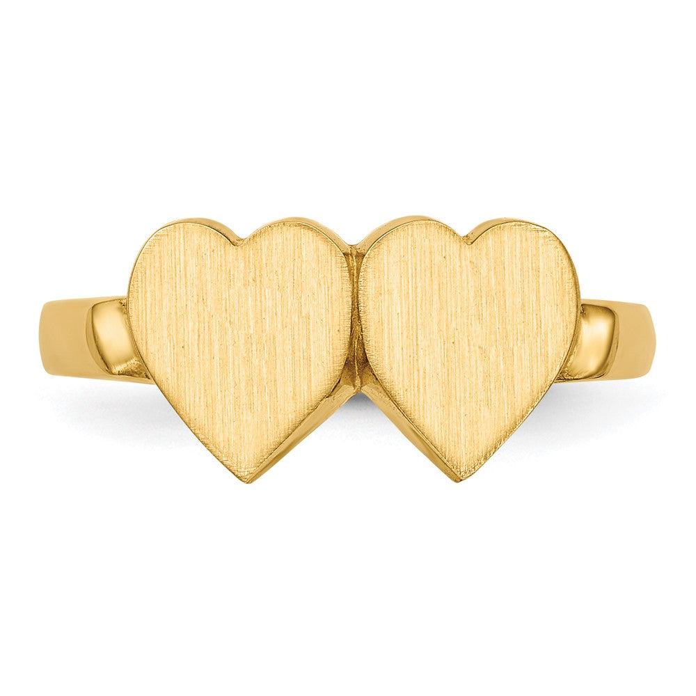 14K Yellow Gold 7.5x7.5mm Open Back Heart Signet Ring