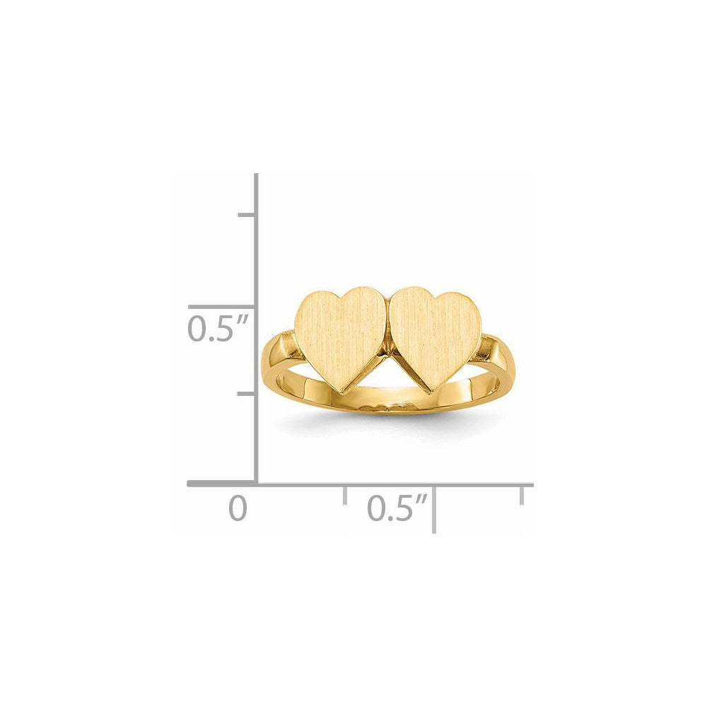 14K Yellow Gold 7.5x7.5mm Open Back Heart Signet Ring
