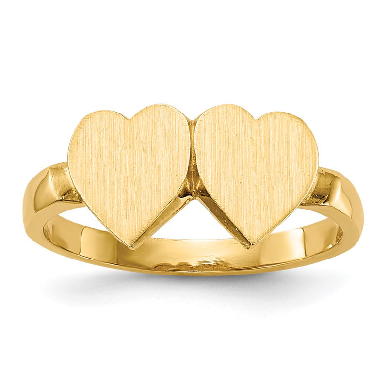14K Yellow Gold 7.5x7.5mm Open Back Heart Signet Ring