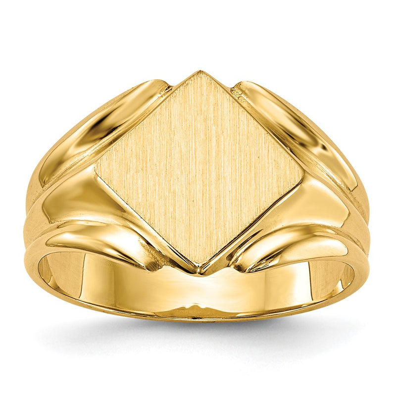 14K Yellow Gold 10.5x10.5mm Closed Back Signet Ring