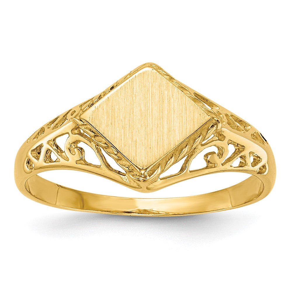 14K Yellow Gold 8.0x8.5mm Open Back Signet Ring