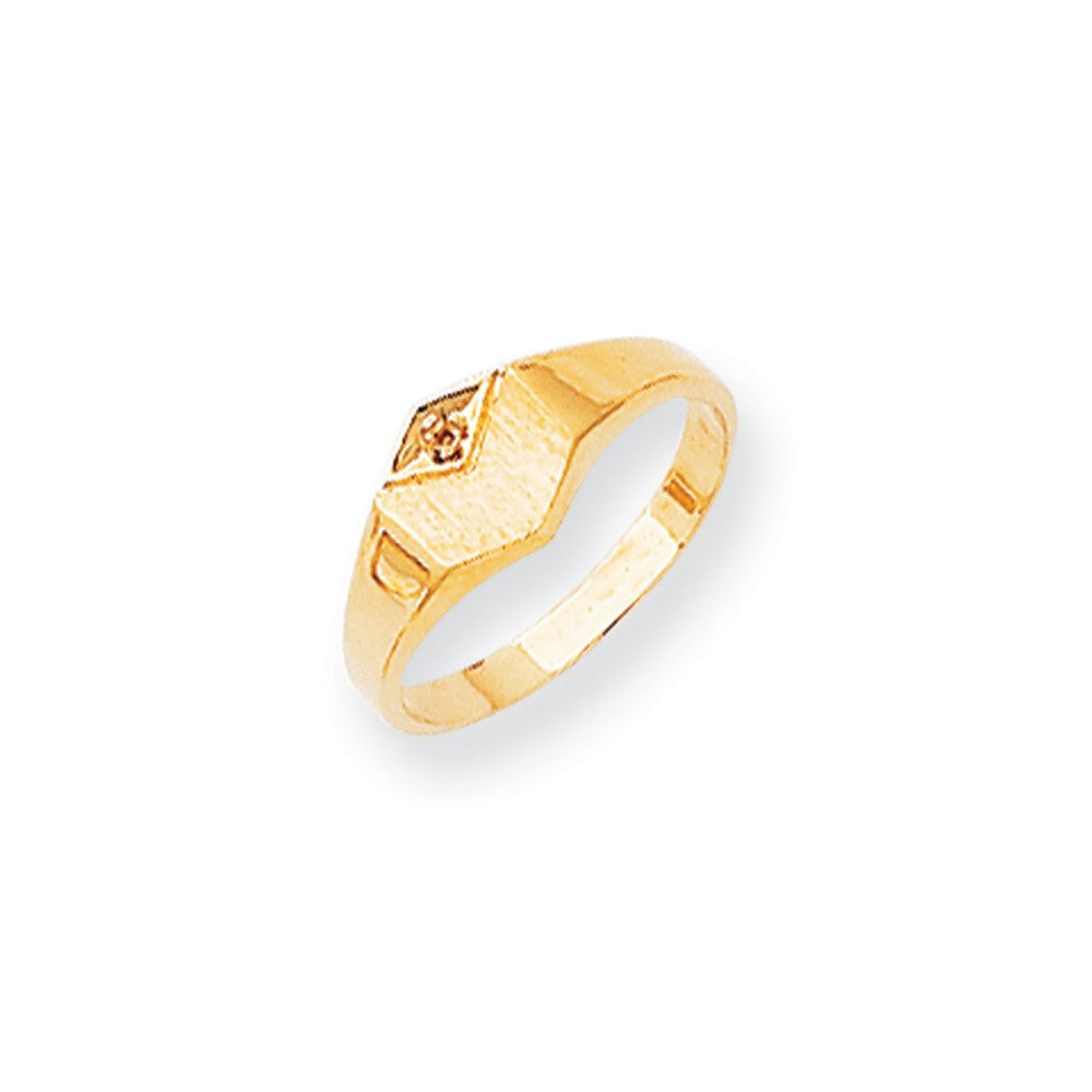 14k Yellow Gold AAA Diamond signet ring