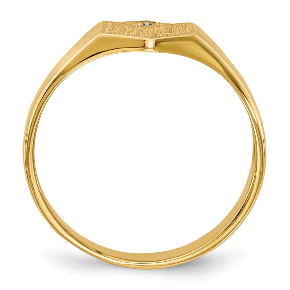 14K Yellow Gold AA Real Diamond Ladies Hollow Back Signet Ring