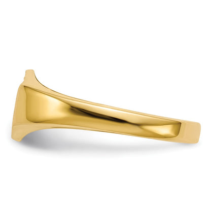 14K Yellow Gold AA Real Diamond Ladies Hollow Back Signet Ring