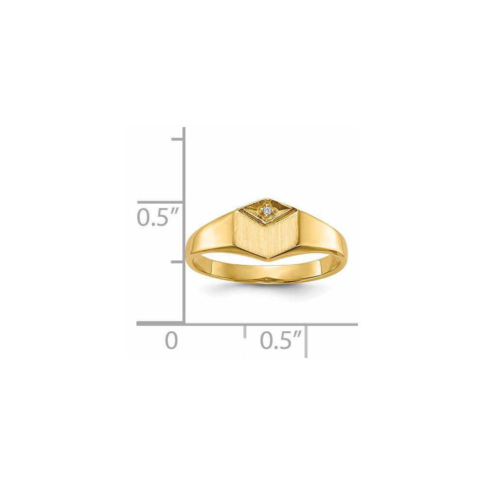 14K Yellow Gold AA Real Diamond Ladies Hollow Back Signet Ring