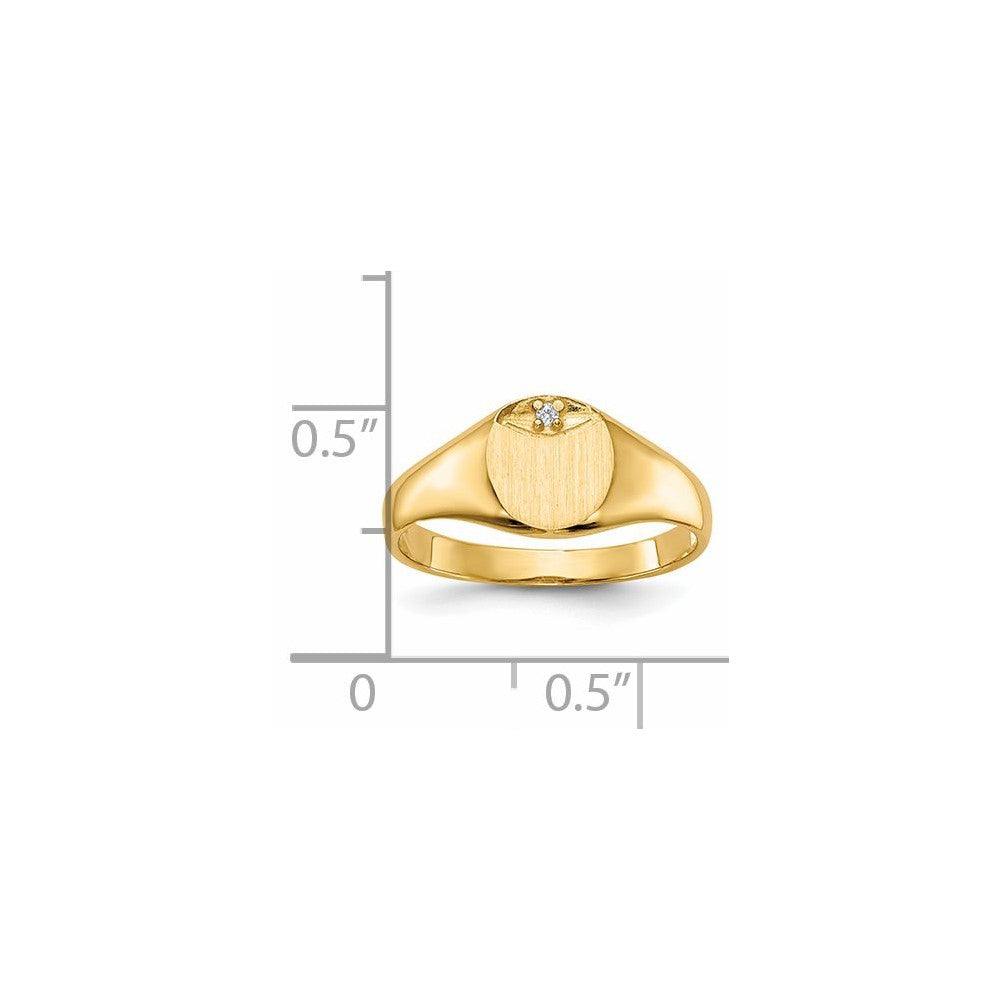 14K Yellow Gold AAA Real Diamond signet ring