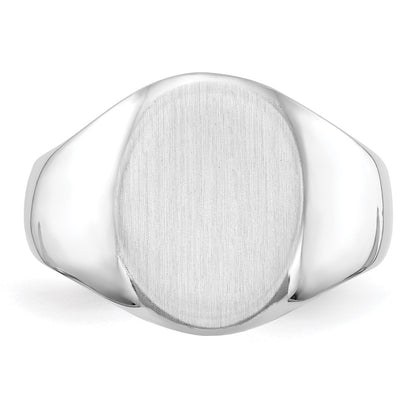 14k White Gold 15.0x11.5mm Closed Back Men's Signet Ring