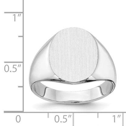14K White Gold 15.0x12.5mm Closed Back Signet Ring
