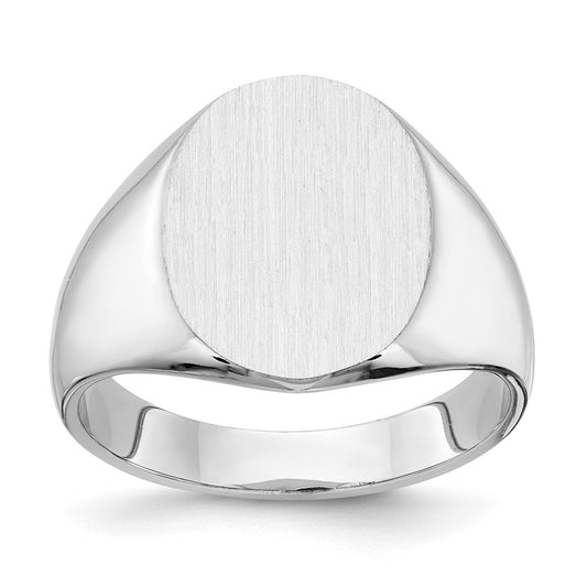 14K White Gold 15.0x12.5mm Closed Back Signet Ring