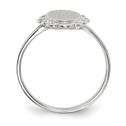 14k White Gold 13.0x6.5mm Open Back Signet Ring