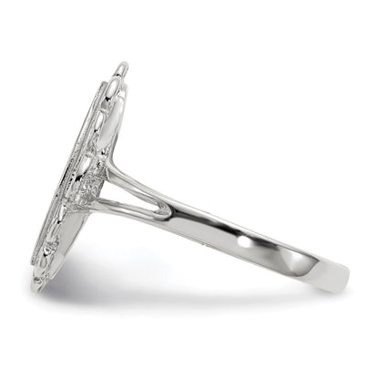 14k White Gold 13.0x6.5mm Open Back Signet Ring