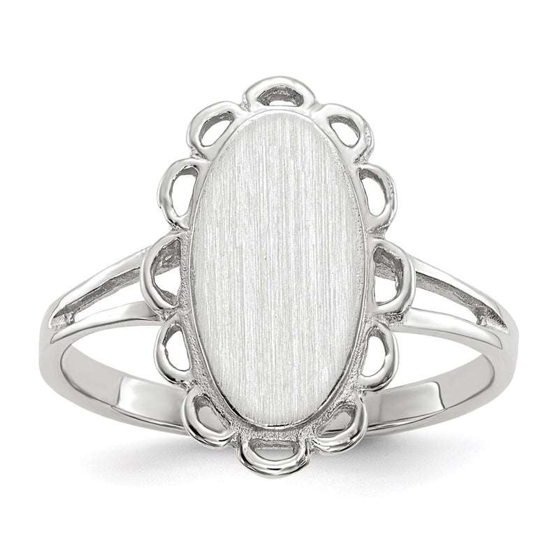 14k White Gold 13.0x6.5mm Open Back Signet Ring
