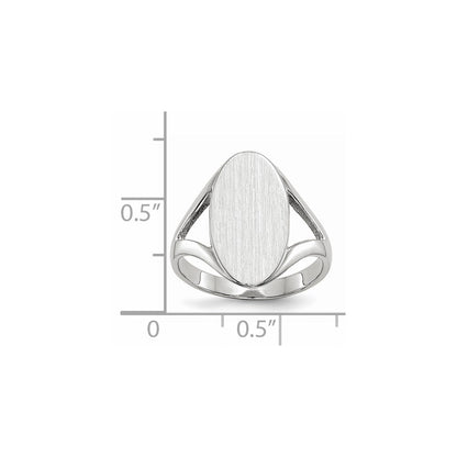 14k White Gold 17.0x9.0mm Closed Back Signet Ring