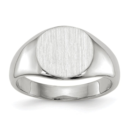 14k White Gold 8.5mm x 8.25mm Closed Back Child's Signet Ring