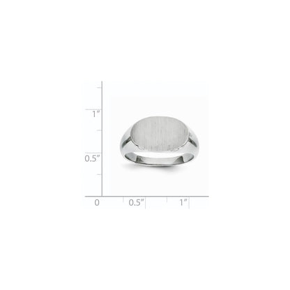 14k White Gold 11.0x16.5mm Closed Back Men's Signet Ring