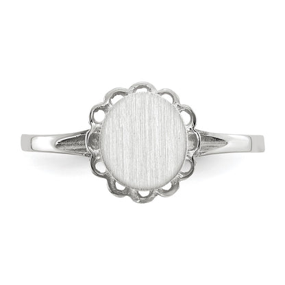 14k White Gold 7.0x6.5mm Open Back Signet Ring