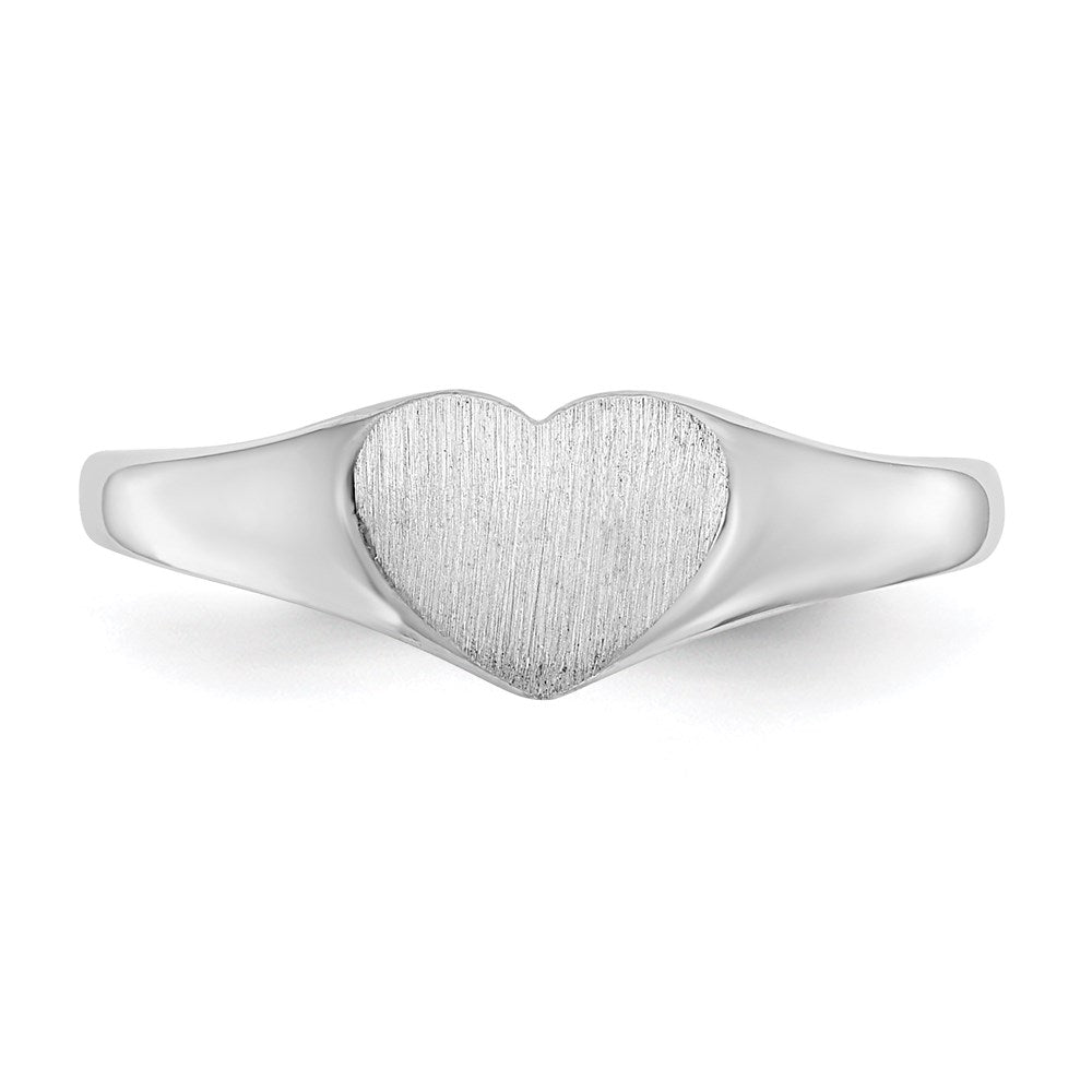 14k White Gold 5.5x8.0mm Open Back Heart Signet Ring