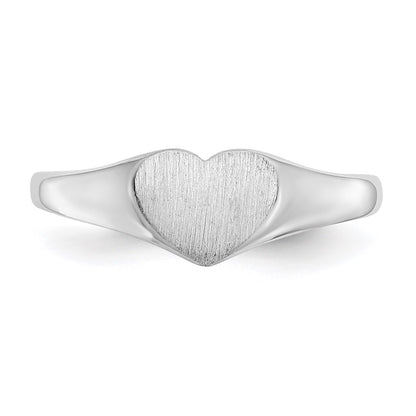 14k White Gold 5.5x8.0mm Open Back Heart Signet Ring