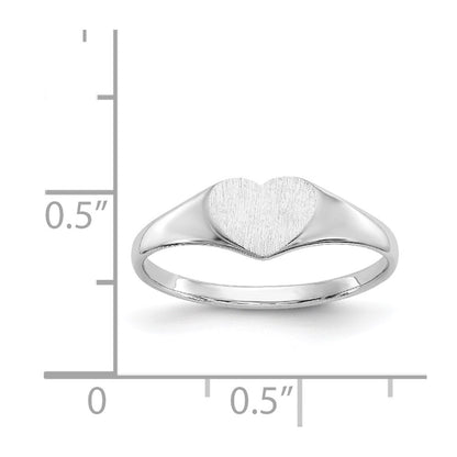 14k White Gold 5.5x8.0mm Open Back Heart Signet Ring