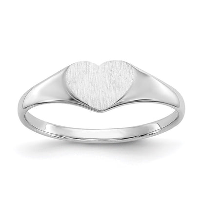 14k White Gold 5.5x8.0mm Open Back Heart Signet Ring