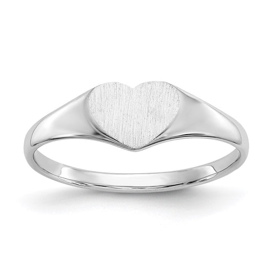 14k White Gold 5.5x8.0mm Open Back Heart Signet Ring