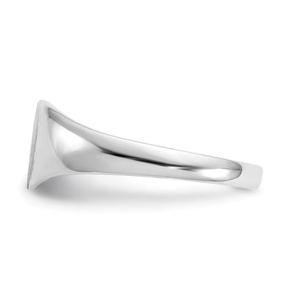 14k White Gold 6.0x8.0mm Closed Back Heart Signet Ring