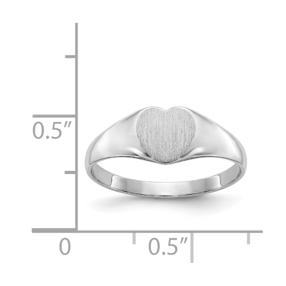 14k White Gold 6.0x8.0mm Closed Back Heart Signet Ring