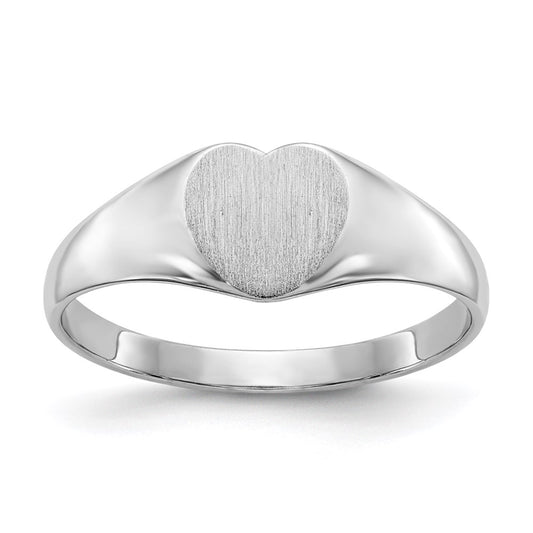 14k White Gold 6.0x8.0mm Closed Back Heart Signet Ring