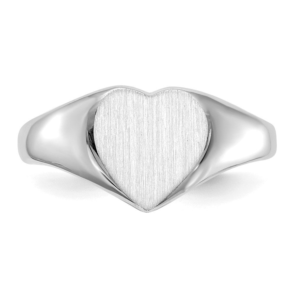 14k White Gold 10.0x10.0mm Closed Back Heart Signet Ring