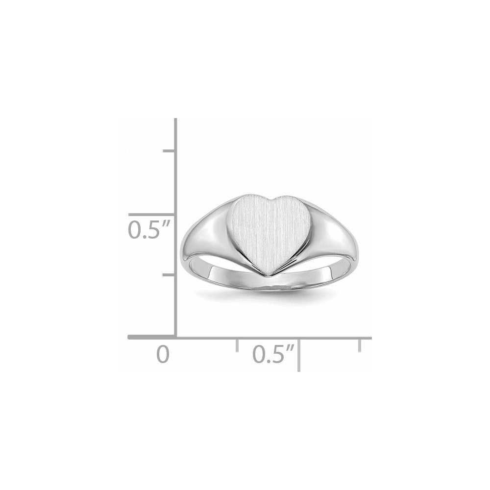 14k White Gold 10.0x10.0mm Closed Back Heart Signet Ring