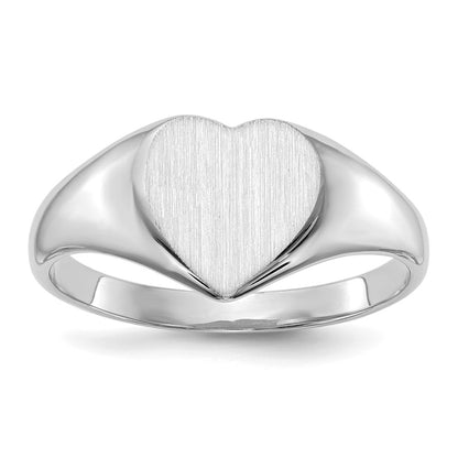 14k White Gold 10.0x10.0mm Closed Back Heart Signet Ring