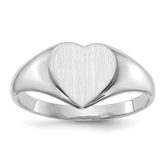 14k White Gold 10.0x10.0mm Closed Back Heart Signet Ring