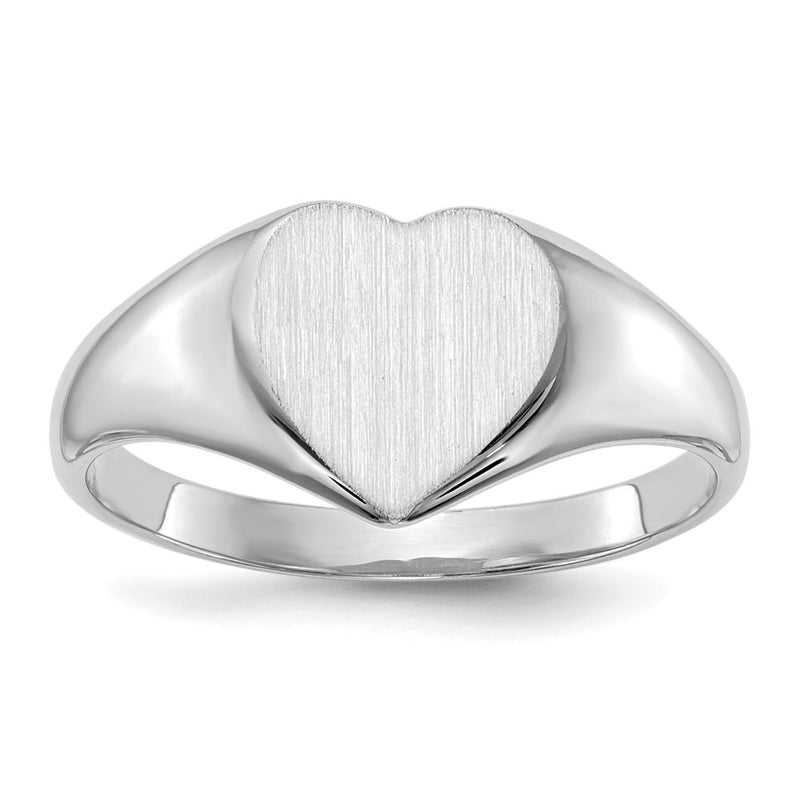 14k White Gold 10.0x10.0mm Closed Back Heart Signet Ring