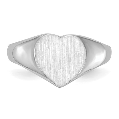 14k White Gold 7.5x8.0mm Closed Back Heart Signet Ring