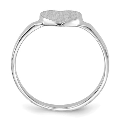 14k White Gold 7.0x6.0mm Open Back Heart Signet Ring