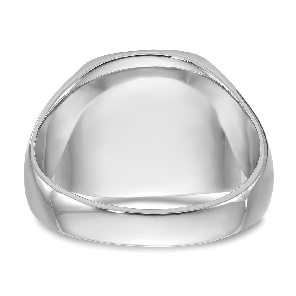 14k White Gold 12.5x13.5mm Closed Back Men's Signet Ring