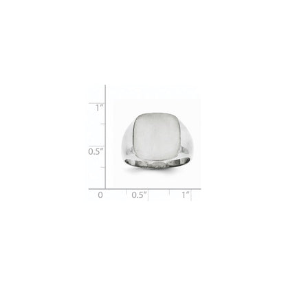 14k White Gold 12.5x13.5mm Closed Back Men's Signet Ring