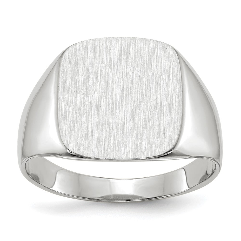 14k White Gold 12.5x13.5mm Closed Back Men's Signet Ring