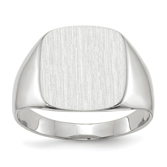 14k White Gold 12.5x13.5mm Closed Back Men's Signet Ring