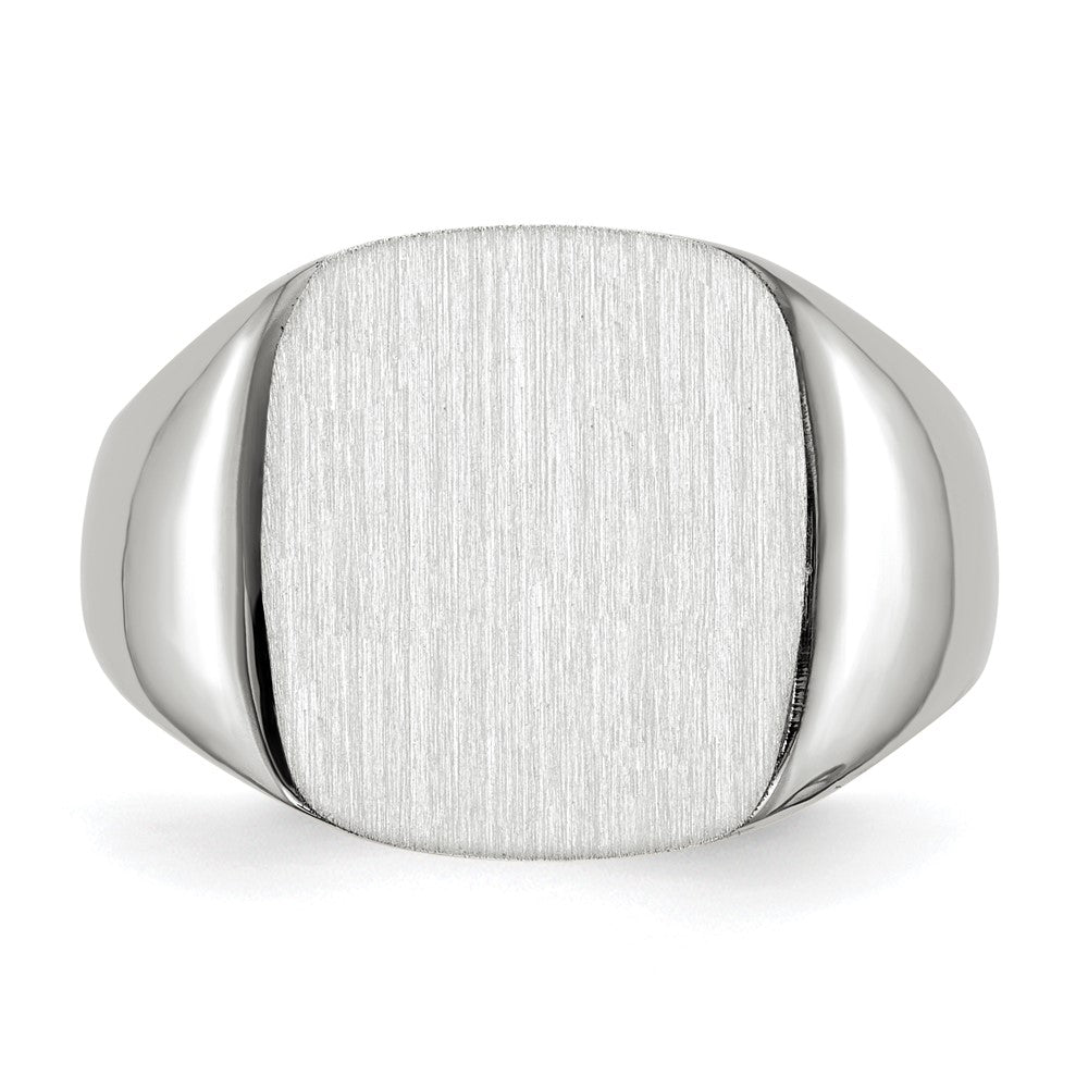 14k White Gold 14.5mm x 14.5mm Open Back Men's Signet Ring