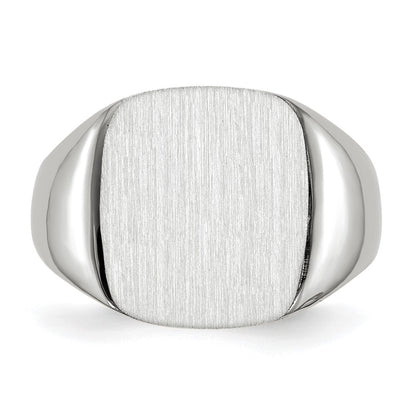 14k White Gold 14.5mm x 14.5mm Open Back Men's Signet Ring