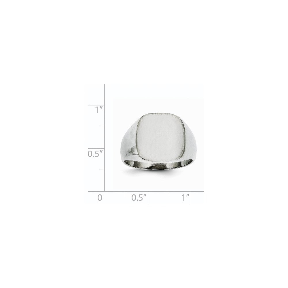 14k White Gold 14.5mm x 14.5mm Open Back Men's Signet Ring
