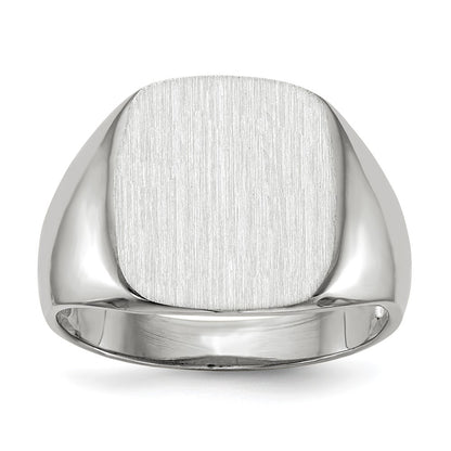 14k White Gold 14.5mm x 14.5mm Open Back Men's Signet Ring